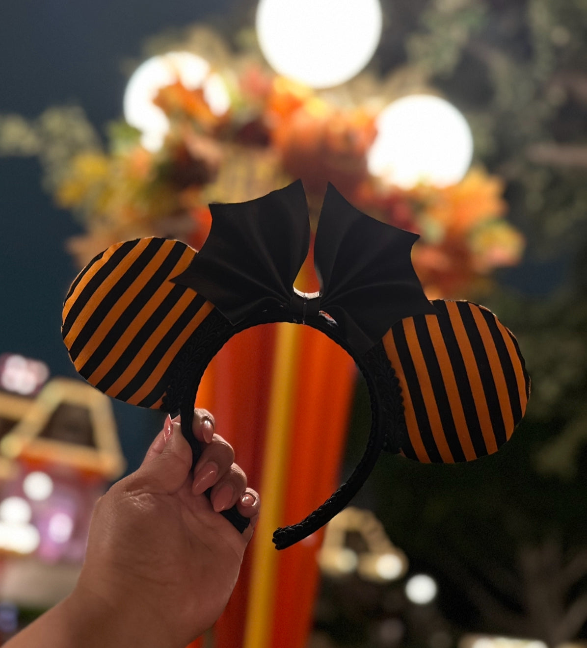 Orange Stripes with Bat Bow