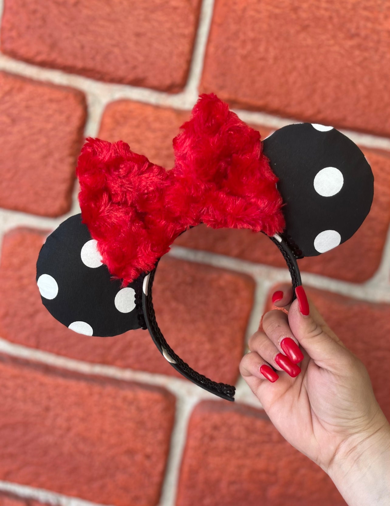 Black & White w/ red fur bow